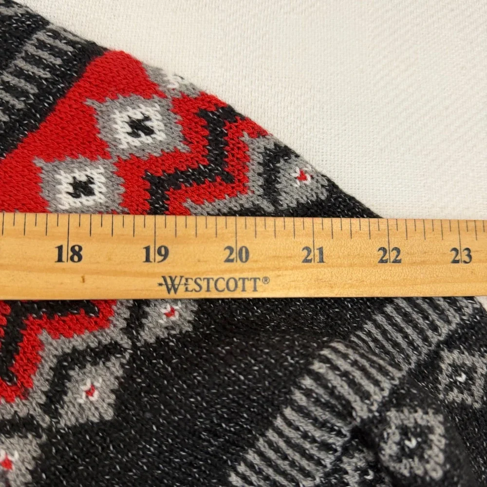 Weatherproof Vintage Mens Small Fair Isle Yoke Sweater Charcoal Red Nordic Knit